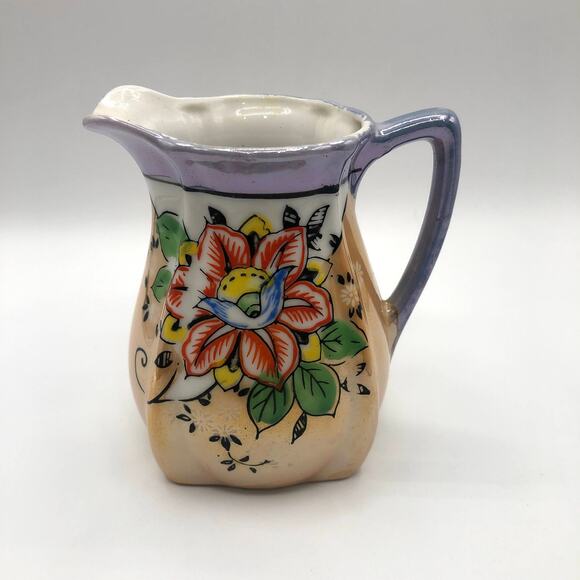 Lusterware Creamer Pitcher Hand Painted Floral - Picture 1 of 10